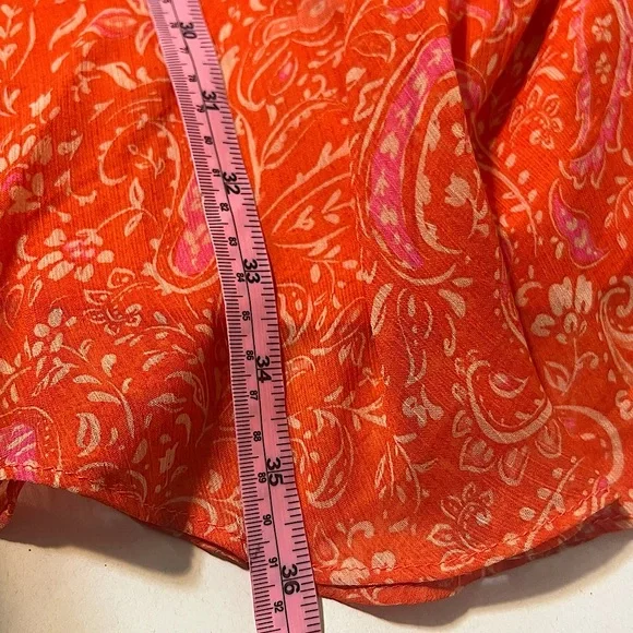Pretty 1. State Asymmetrical Tiered Ruffle Mini Dress Orange and Pink Floral XL - Picture 11 of 11